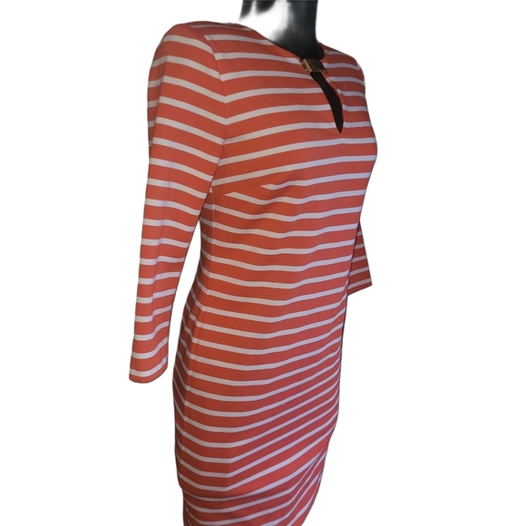 Michael Kors Orange and White Striped Sheath Dress S - Picture 3 of 7